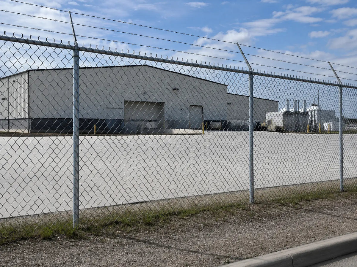 Chain link fencing at a commercial facility