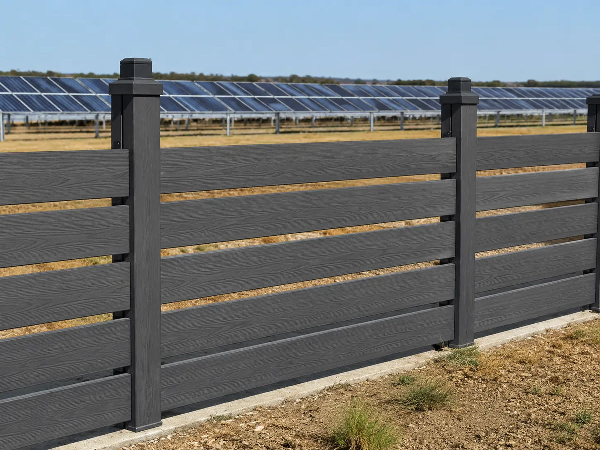 Non-conductive fence surrounding a solar farm